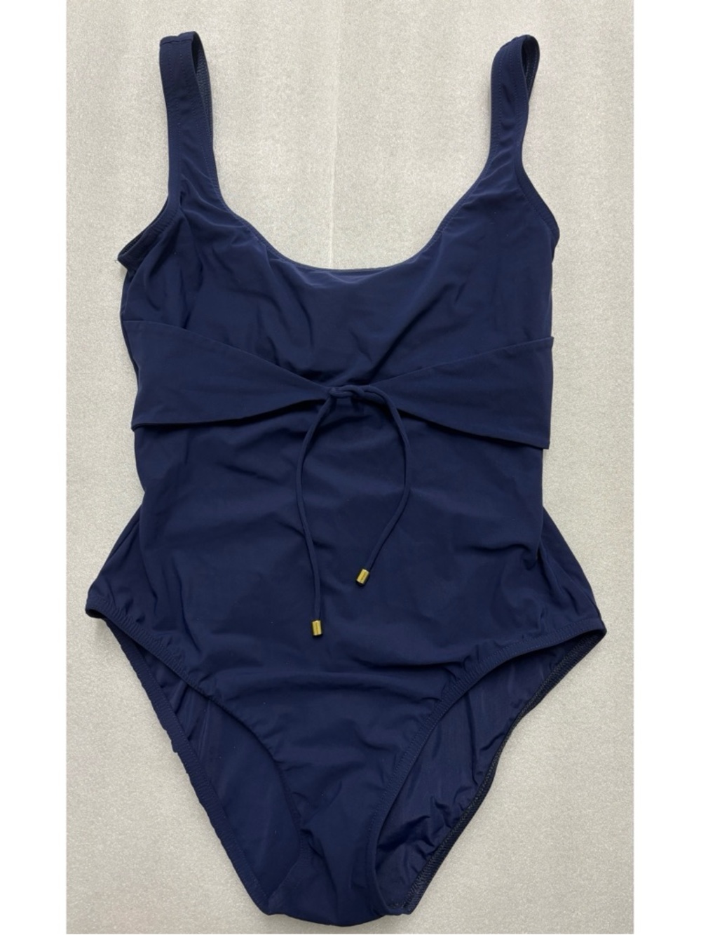 Karla Collette Classic Sleek Navy One-Piece Swimsuit ~ Waist Tie~ Size 14 - Picture 2 of 10